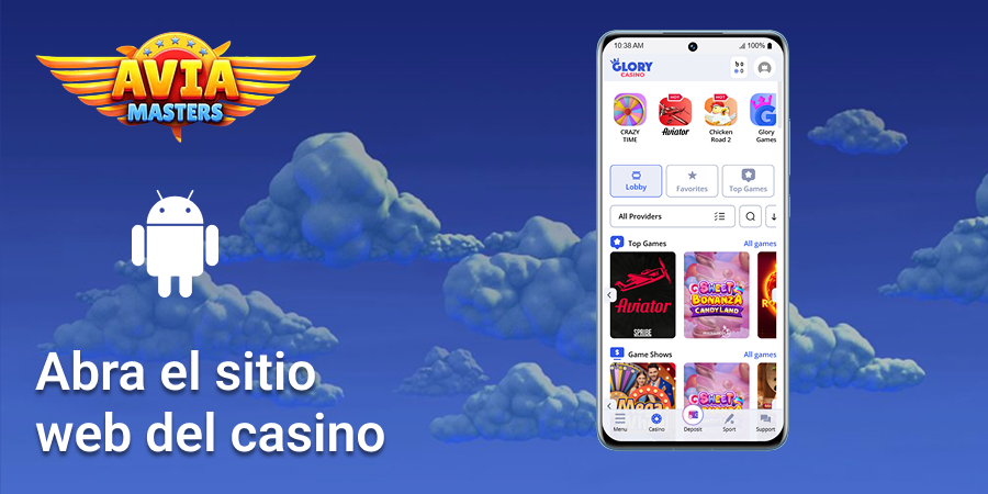 Abre el sitio web del casino donde puedes encontrar el juego Aviamasters