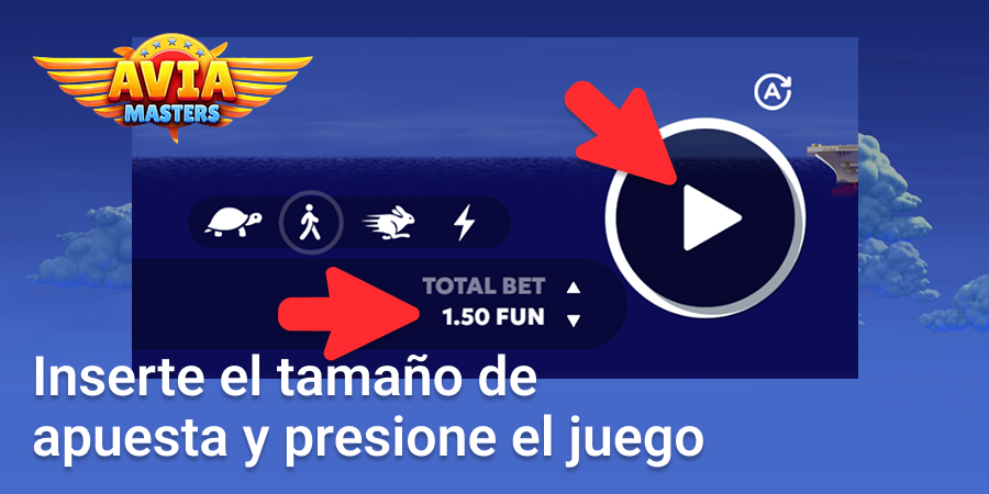 Ingrese el tamaño de la apuesta y haga clic en "Jugar" para comenzar a apostar en Aviamasters