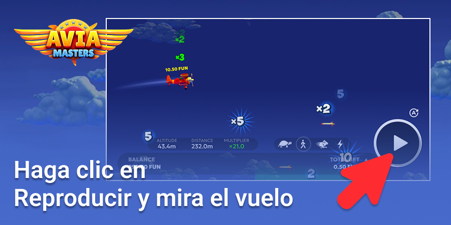 Haz clic en reproducir y mira el vuelo en Aviamasters