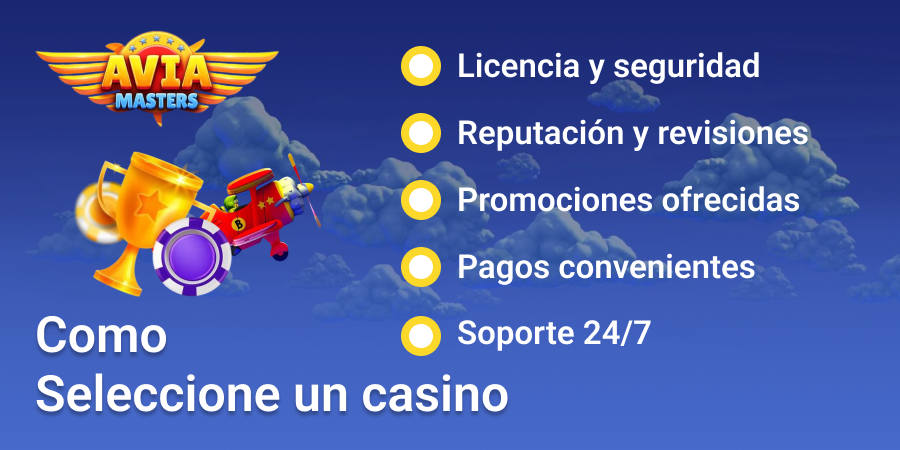 ¿Cuál es la mejor manera de elegir un casino donde poder jugar a Aviamasters?