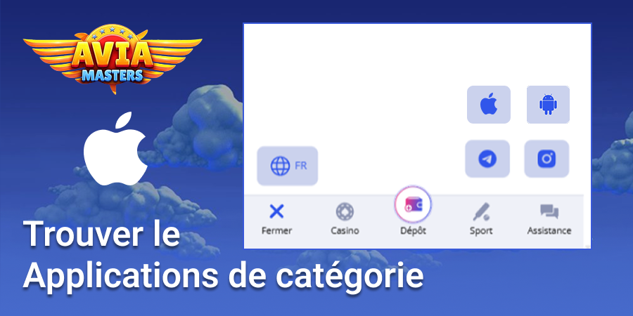 Sélectionnez l'icône iOS sur le site Web du Casino