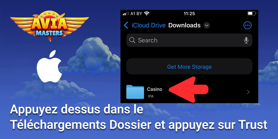 Appuyez sur l'application Casino dans le dossier Téléchargements