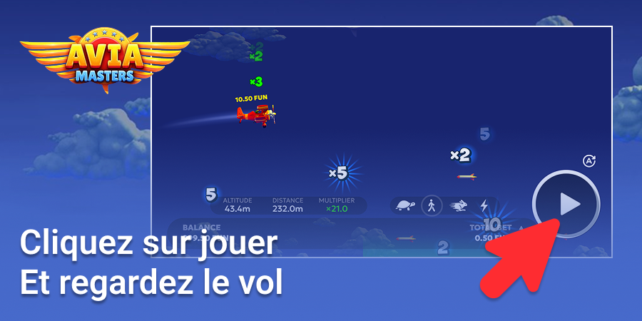 Cliquez sur Play et regardez le vol chez Aviamasters