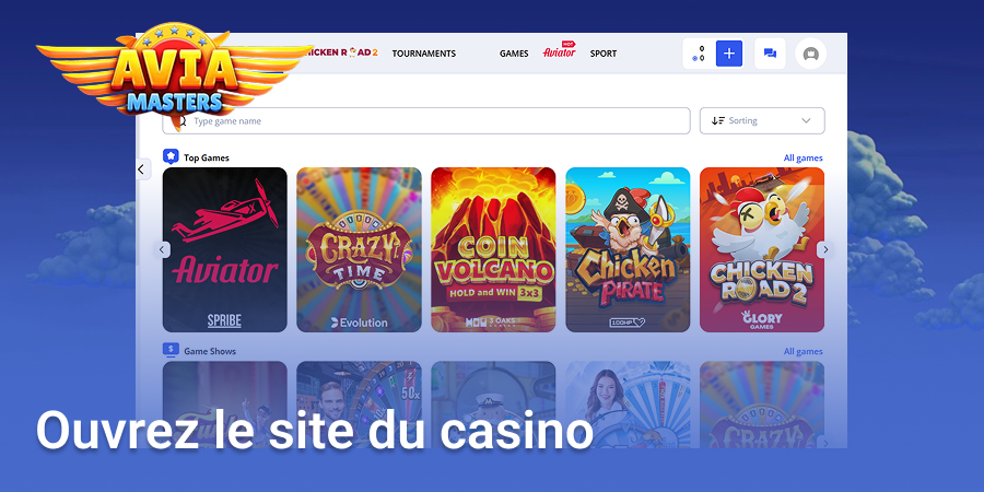 Ouvrez le site du casino