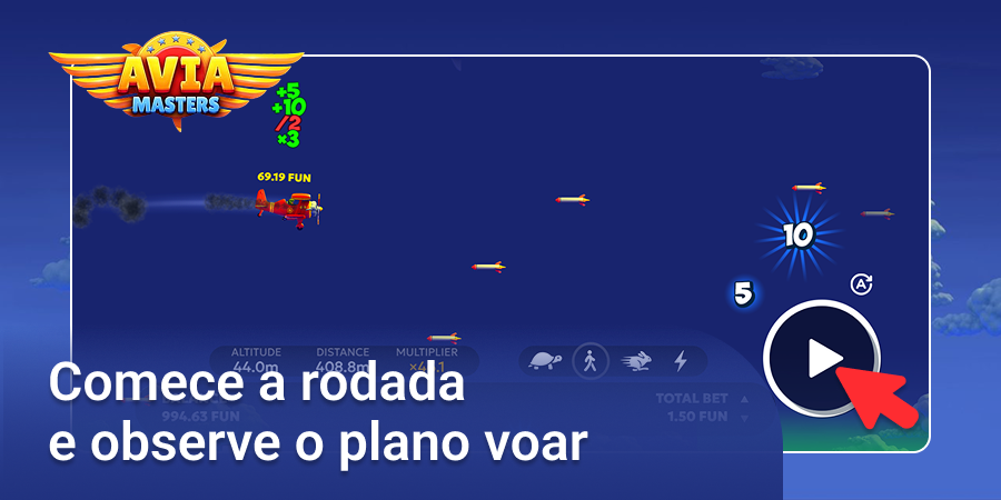 Comece a rodada no jogo Aviamasters