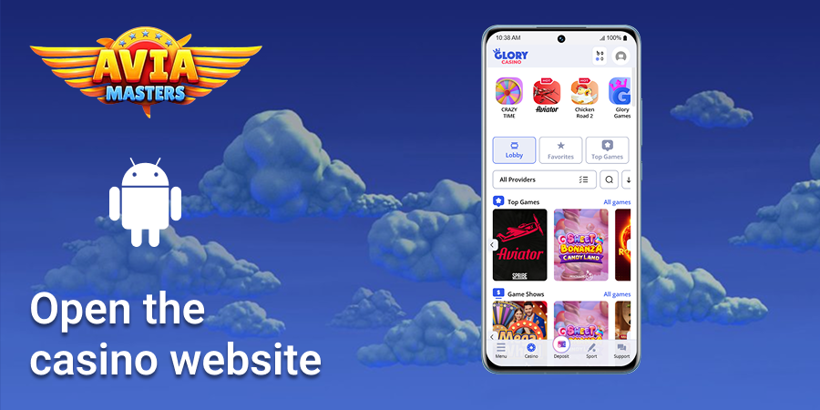 Open the casino website where you can find the Aviamasters game