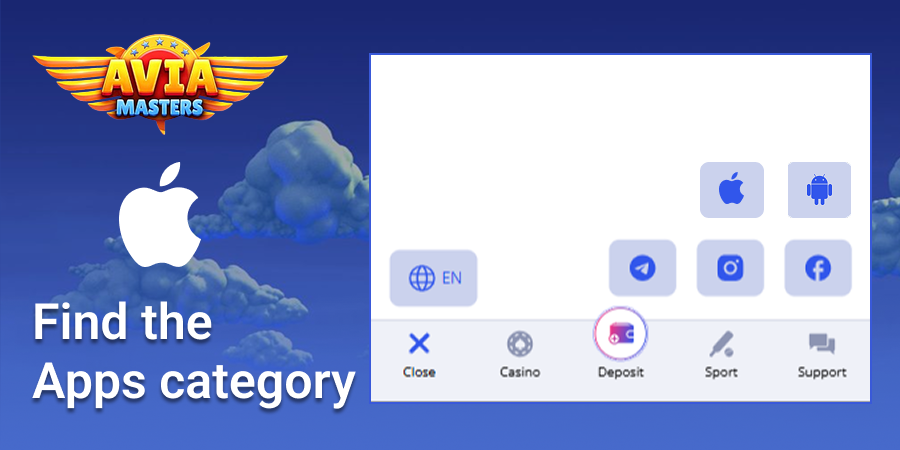 Select the iOS icon on the Casino website