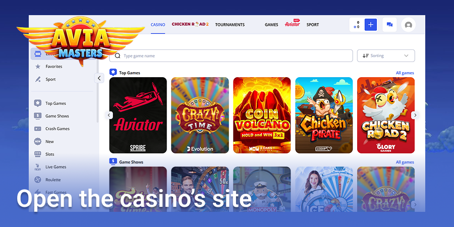Open the casino website