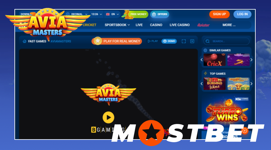 You can find Aviamasters game at Mostbet