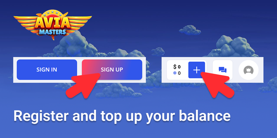 Register and top up your balance on the Casino website where Aviamasters is located